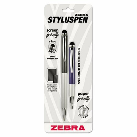 ZEBRA PEN oration StylusPen Telescopic Ballpoint Pen - Stylus- Black Ink- Blue-Gray Barrel 33602